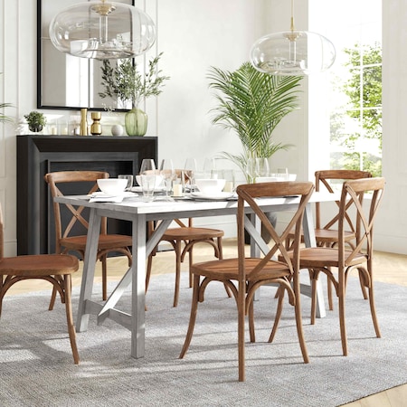 Flash Furniture Rectangle 36 in W, 60 in L, Rubberwood (Parawood) KER-T-851-WHT-60-GG